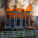 The historic Nottoway Plantation house near White Castle, Louisiana burned to the groud.