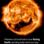 Huge coronal hole is now directly facing Earth.