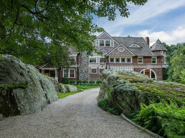 Check out those 10 fireplaces! Historic “Rock Gate” in Connecticut. $5,595,000.