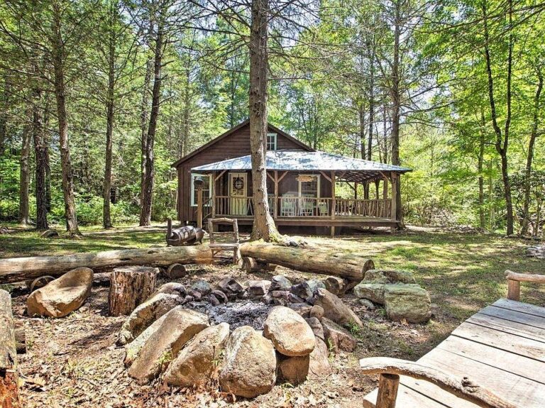 Check out the porch! Rustic C. 2009 cabin in Virginia. $465,000.