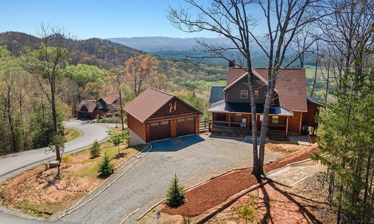 Check out that stone fireplace! Stunning log home on 1.5 acres in NC. $790,600.
