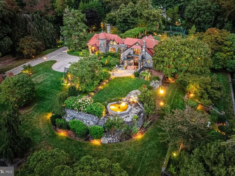 Check out the leaded glass! 5-acre manor with a guest house in Pennsylvania. $3,650,000.