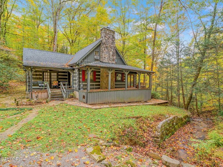 Check out the wood-burning fireplace! Mini horse farm in Knoxville. $500,000.