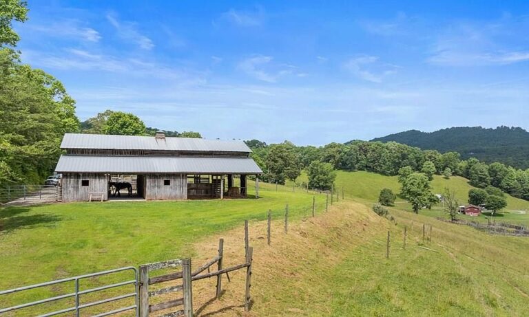 25-mile mountain views! 30-acre horse farm in North Carolina. $1,200,000.